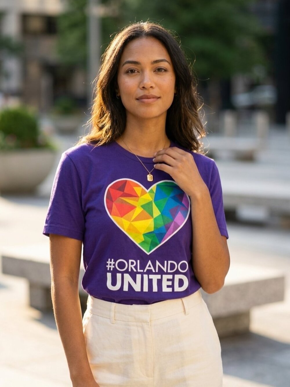 Orlando United Pride Soccer Shirt Purple Rainbow Heart #OrlandoUnited M